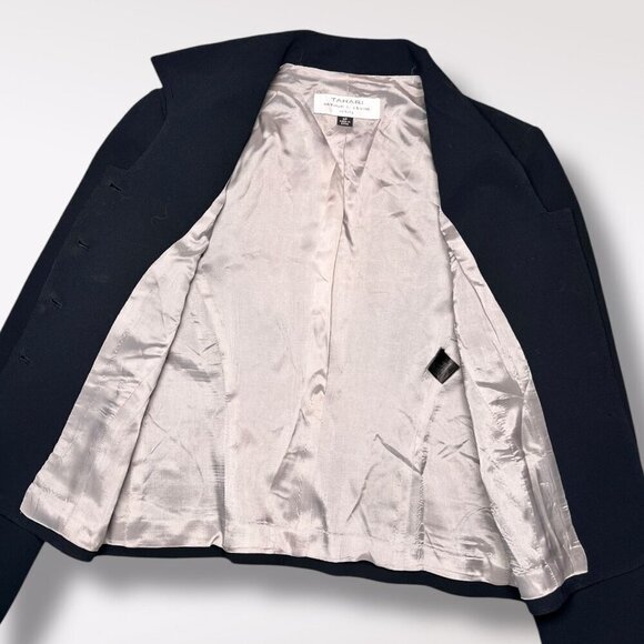 Tahari Arthur S. Levine Black Blazer Jacket Button Front 4 Petite - Picture 6 of 10